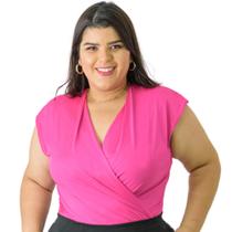 Body Feminino Plus Size Transpassado Fluity Catwalk Pink