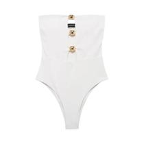 Body Feminino Preto e Branco - Sem Mangas, Ombro De Fora e Costas Nuas