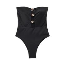 Body Feminino Preto Sexy - Decote Ombro a Ombro - Sem Mangas - Lingerie Branca