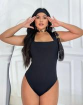 Body feminino regata alça larga decote quadrado suplex tecido duplo - conforto elegância tendencia