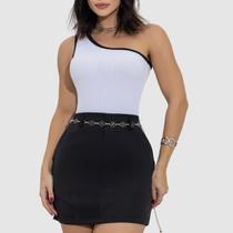 Body Feminino Regata Mula Manca Duas Cores Canelado Anarruga