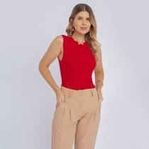 Body feminino regata tricot modal gola coroa elegante social Body feminino regata tricot modal gola coroa elegante social
