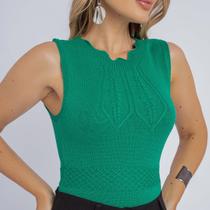 Body feminino regata tricot modal gola coroa elegante social