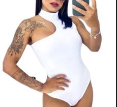 Body feminino regata um ombro só gola alta