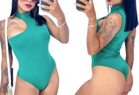 Body feminino regata um ombro só gola alta moda barata