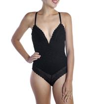 Body Feminino Rendado Com Bojo Decote Em V Linha Única Nayane Rodrigues