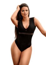 Body Feminino Rendado Festa Tule Bojo Transparencia Fecho