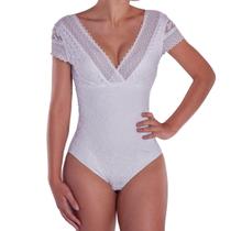 Body Feminino Rendado Sem Bojo Com Manga Linha Única Nayane Rodrigues