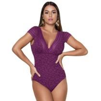Body Feminino Rendado Sem Bojo Com Manga Linha Única Nayane Rodrigues