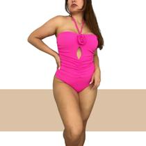 Body Feminino sem alça Detalhe Flor Sem Bojo Com Alça de Amarrar no Pescoço Moda Blogueira