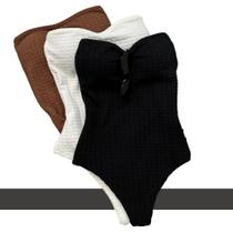 Body Feminino sem alça Sem Alça Com Fecho Com Bojo Tecido Grosso 3D Bubble