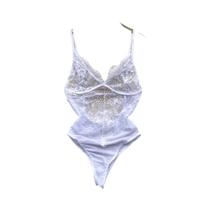 Body Feminino Sensual Com Renda E Recortes, Sem Costas, Transparente, Vazado, Ajuste Justo, Estilo
