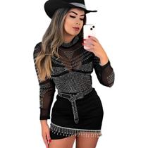 Body Feminino Strass Brilho Gola Alta Rodeio Country Luxo