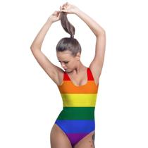 Body Feminino Suplex Collant Regata LGBT Arcoiris Adulto