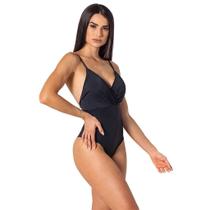 Body Feminino Trituê Maiô Shine Preto Cavado Praia Piscina Luxuoso