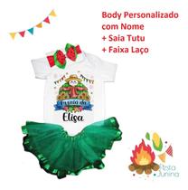 Body Festa Junina Bebê Saia Tutu Laço Personalizado Com Nome Miss Caipirinha Linda Quadrilha Menina