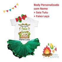 Body Festa Junina Bebê Saia Tutu Laço Personalizado Com Nome Miss Caipirinha Linda Quadrilha Menina