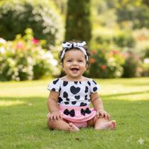 Body Festa Mesversário Baby Vaquinha Fantasia Romper Faixa