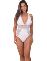 Body fio dental vip lingerie em poliamida com renda