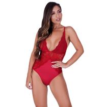 Body Fio Sem Bojo em Renda de Poliamida e Tecido - Body Roberta