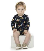 Body flanelado meninas bebe estampa coelhinho P a GG Rovitex