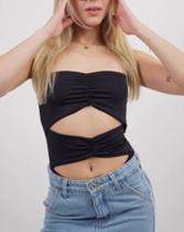 Body franzido 3 tiras poliamida