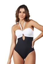 Body glam, busto vazado, preto/branco