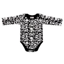 Body Gorette The Cat Manga Longa Gatinhos Branco/Preto