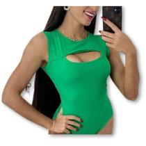 Body gota canelado cavado estilo feminino