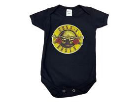 Body Guns N' Roses Bodie Macacão Bebê Mesversário Banda de Rock Logo Md003 BM - BEBÊS
