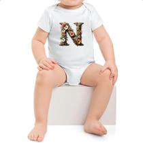 Body infantil Alfabeto Floral Letra N Body infantil Alfabeto Floral Letra N