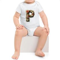 Body infantil Alfabeto Floral Letra P Body infantil Alfabeto Floral Letra P