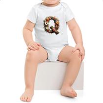 Body infantil Alfabeto Floral Letra Q Body infantil Alfabeto Floral Letra Q