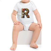 Body infantil Alfabeto Floral Letra R Body infantil Alfabeto Floral Letra R