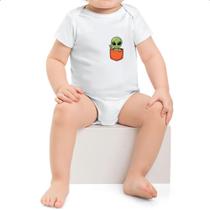 Body infantil Alien no bolso laranja
