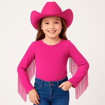 Body Infantil Ana Castela Country Rosa Pink Manga Longa Menina C/Franja Estilo Sertanejo Body Infantil Ana Castela Country Rosa Pink Manga Longa Menina C/Franja Estilo Sertanejo