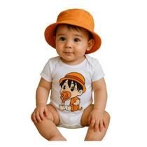 Body infantil bebê one piece luffy baby com chapéu