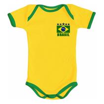 Body Infantil brasil personalizado nome copa verde amarelo