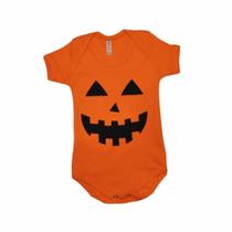 Body Infantil de Abóbora Manga Curta Para Halloween
