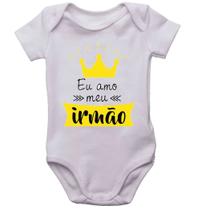 Body infantil eu amo meu irmão roupinha de bebê bori neném