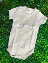 Body Infantil Femenino Manga Curta com Rendinha