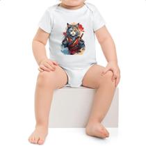 Body infantil Gato samurai Watercolor Arte Body infantil Gato samurai Watercolor Arte