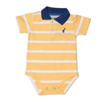 Body Infantil Gola Polo Amarelo Toffee - Nº3 a 6 meses