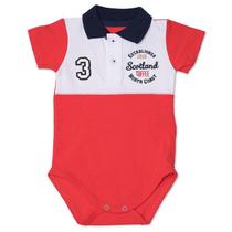 Body Infantil Gola Polo com Recorte Toffee Cor Vermelho - Nº0 a 3 meses