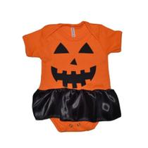 Body Infantil Halloween Abóbora com Saia Para o Bebê Body Infantil Halloween Abóbora com Saia Para o Bebê