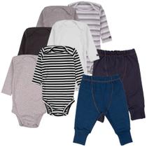 Body infantil kit manga longa e calça jeans bebe minimalista 8 peças Body infantil kit manga longa e calça jeans bebe minimalista 8 peças