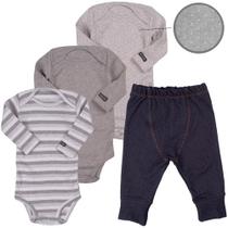 Body infantil kit manga longa e calça jeans bebe minimalista comfort