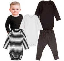 Body infantil kit manga longa e calça jeans bebe minimalista comfy
