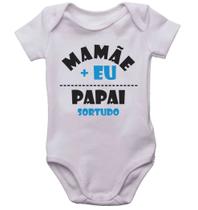 Body infantil mamãe + eu = papai sortudo roupinha de bebê