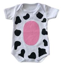 Body Infantil Manga Curta Bebê Menino Menina Desenho Vaquinha Fazendinha